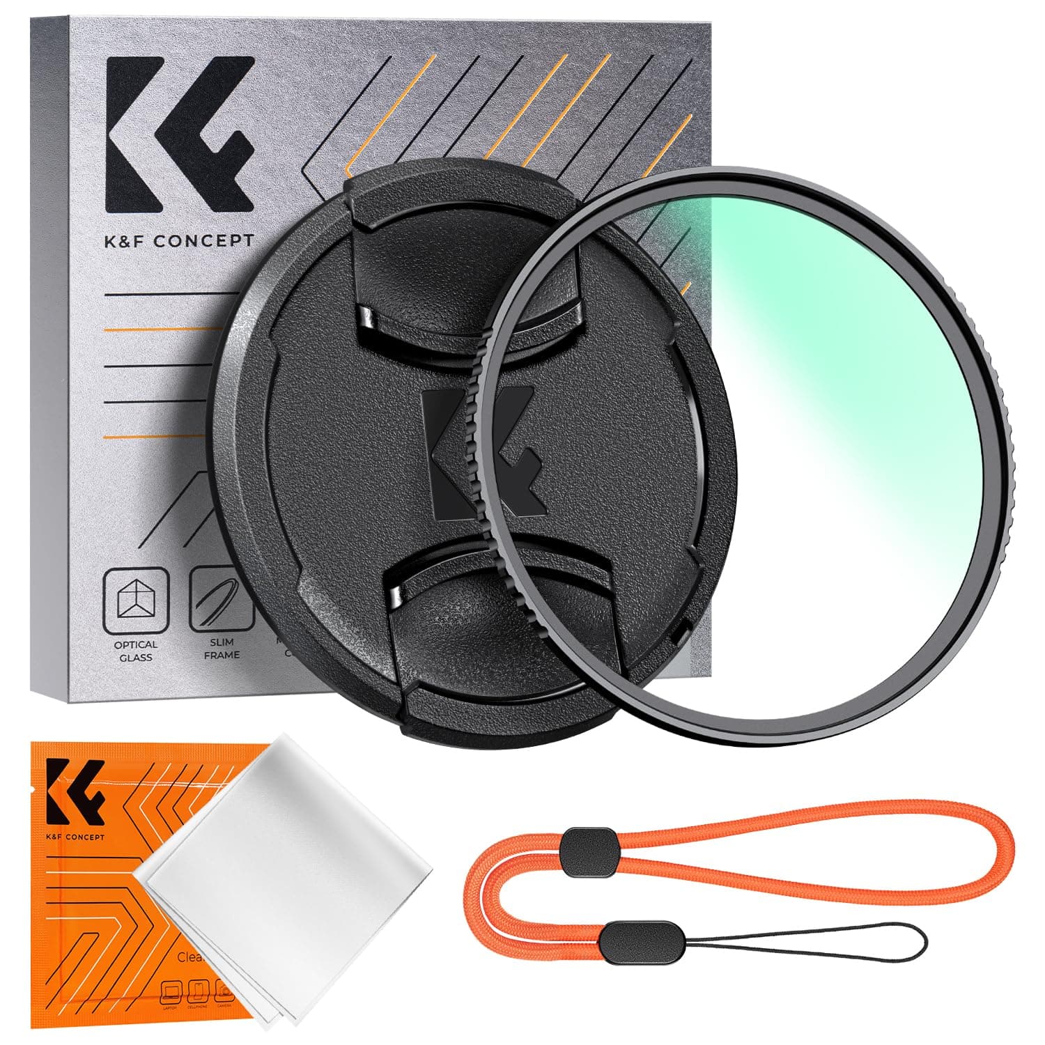 K&F Concept UV Filter 67mm mit Objektivdeckel, Reinigungstuch, Schutzfilter