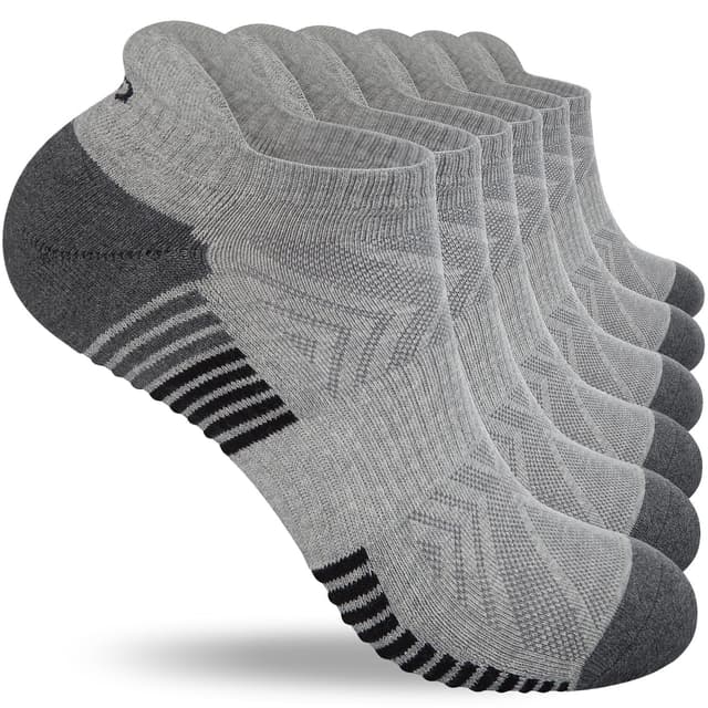 🧦 Lapulas 6 Paar Sneaker Socken Herren Damen, Baumwolle Sportsocken, Atmungsaktiv Laufsocken Kurze, Bequeme Socks mit Frotteesohle Antirutsch 39-42 43-46 47-50 35-38 47-50 Grau || 6 Paar