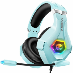 🎮 Ozeino Gaming Headset für PS5 PS4 Xbox One PC Switch, PS5 Gamer Headset mit Mikrofon, Stereo Sound und RGB Light, Himmelblau Hellblau - Angebot