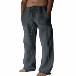 Puimentiua Leinenhose Herren Lang 🌞 Sommer Freizeithose 3XL Dunkelgrau