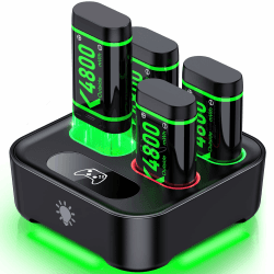 🎮 4er-Pack 4800mWh Xbox Controller Akku | LED Anzeigen | 20 Std Spielzeit | Kompatibel mit Xbox One/S/X/Elite Series X/S Controller