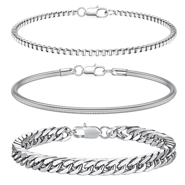 🔥 XSDSLS 3 Stück Herren Armband Silber Edelstahl Armbänder 🎁
