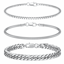 🔥 XSDSLS 3 Stück Herren Armband Silber Edelstahl Armbänder 🎁