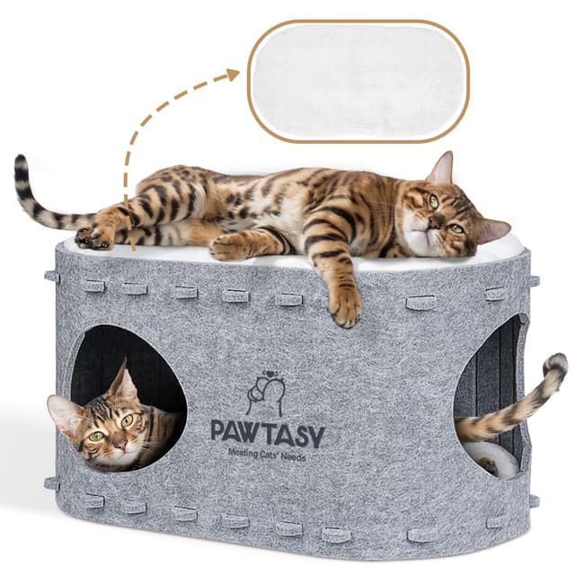 🐱 Pawtasy Katzenhöhle Filz Katzenbett Höhle für Indoor Katzen 🐾