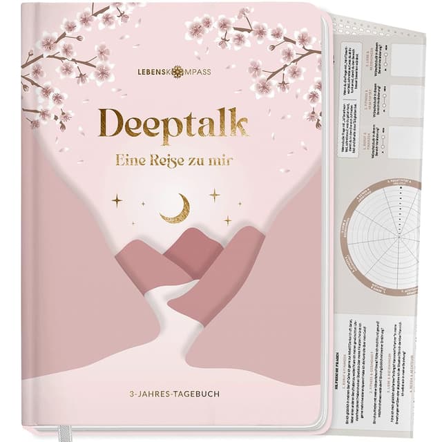 Lebenskompass® 3 Jahres Tagebuch für Erwachsene - Deeptalk 🌸 Eine Reise zu mir Selbst BLOSSOM 🌿