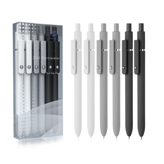 MIUTME 6 Stück Gelstifte | Einziehbare Gelschreiber | 0,5 mm Feine Spitze | Schwarz