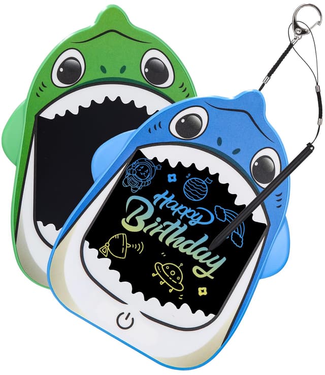 🎨🦈 2 Stück Tragbar LCD Schreibtafel KindeMaltafel - Hai-Stil Cartoon Zaubertafel