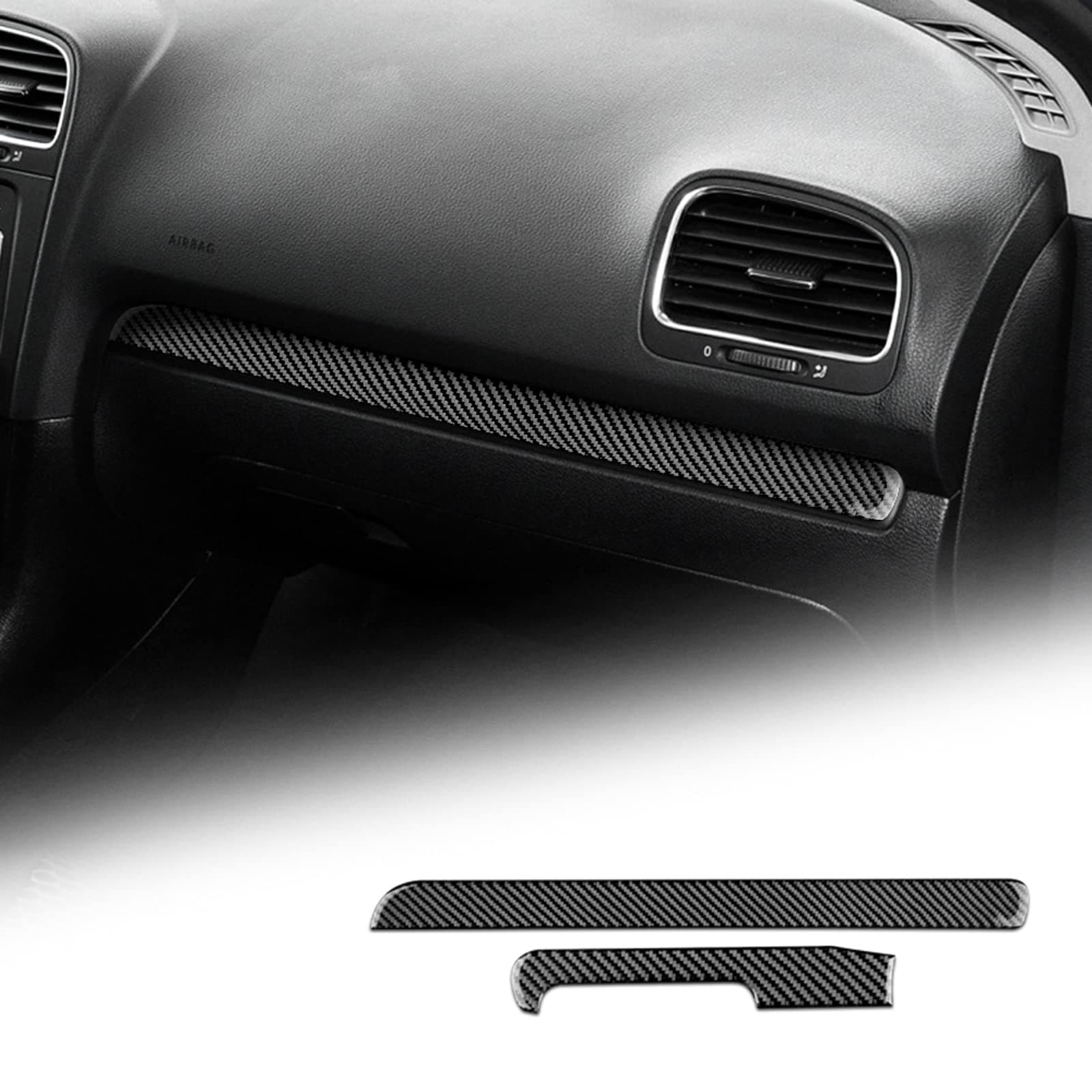 🚗✨ KUNGKIC Kohlefaser Armaturenbrett Zierleiste Auto Mittelkonsolenstreifen für VW Golf 6 GTI MK6 2008-2013