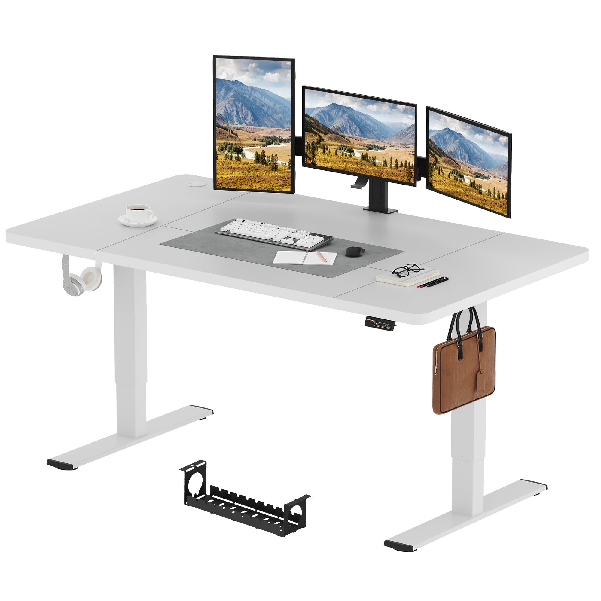 🌟SANODESK 180 x 80cm Elektrischer Höhenverstellbarer Schreibtisch mit Tischplatte, Memory Funktion und Haken - Weiß 180cm*80cm
