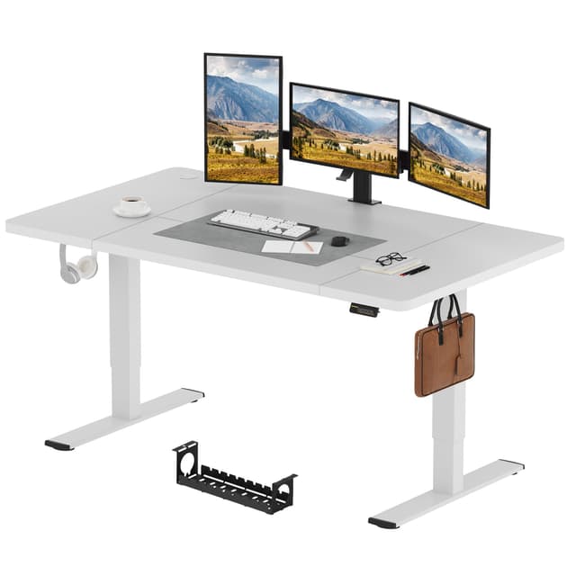 🌟SANODESK 180 x 80cm Elektrischer Höhenverstellbarer Schreibtisch mit Tischplatte, Memory Funktion und Haken - Weiß 180cm*80cm