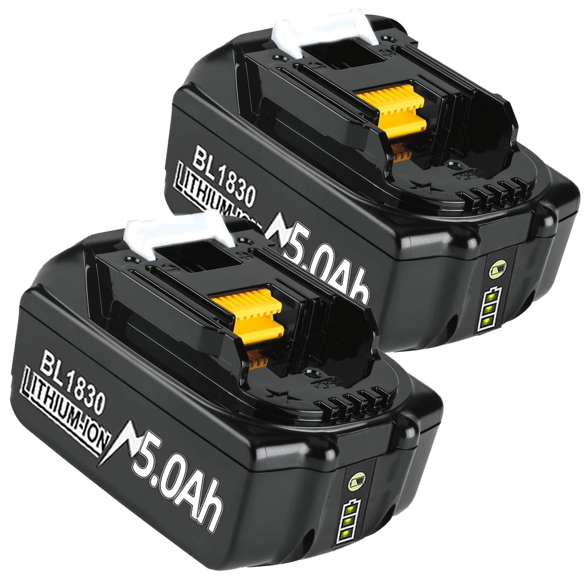 2 Stück 5000mAh Li-Ion Ersatzakku für Makita BL1850B BL1850 BL1830B BL1830 BL1860B BL1860 BL1840 BL1835 BL1845 BL1820 LXT-400 Werkzeugakkus mit LED Indikator 2X 5000mAh Akku