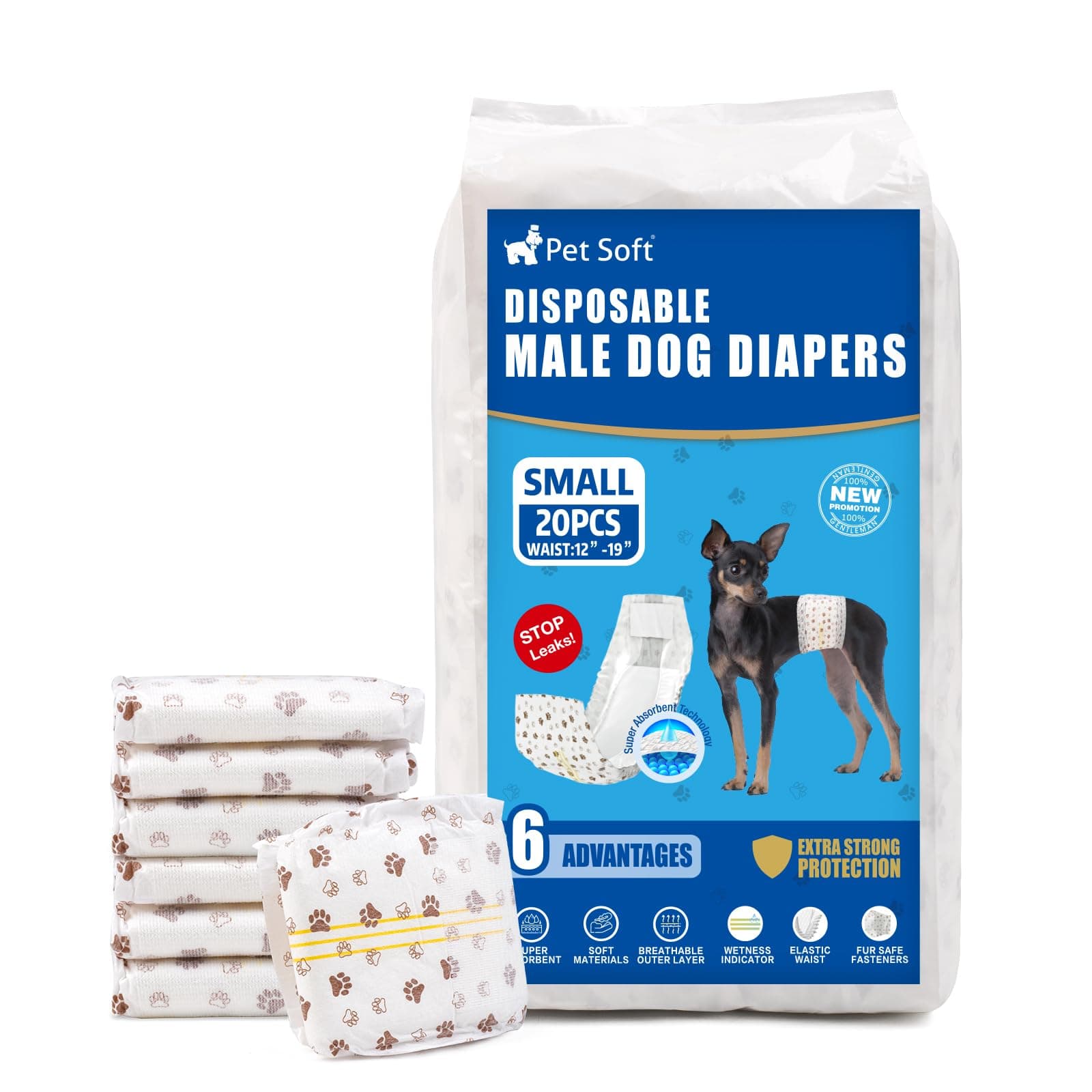 Pet Soft Einweg-Hundewindeln für Rüden 20 Stück 🐶