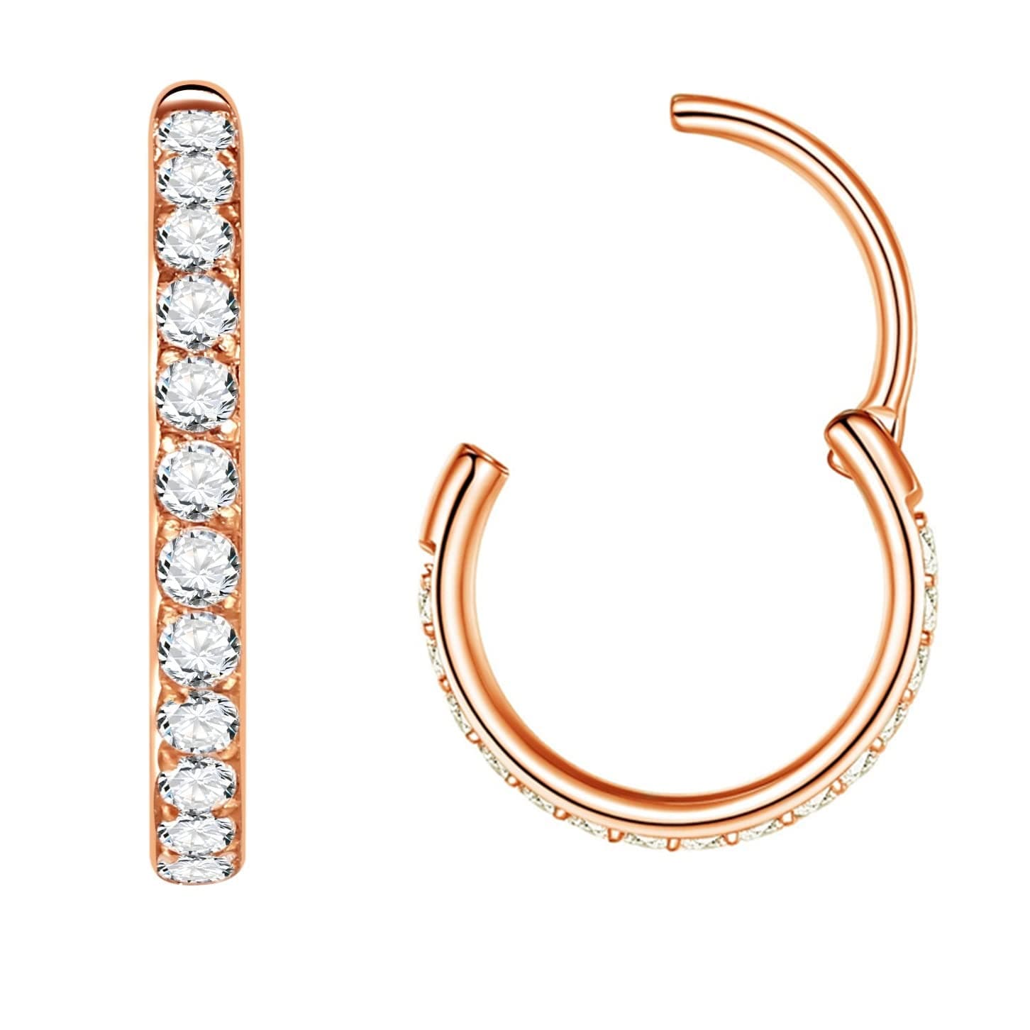 Popuhoops Nasenringe Zirkonia Nasenring Knorpel Ohrring 🌟 Klar CZ Hoop Septumring Clicker 316L Chirurgenstahl Körperpiercing Helix Ohrläppchen Daith Rook Conch Tragus Piercing Schmuck 0,8mm 1,0mm 1,2mm 1Stück 0,8 mm*7mm Roségold - Verkauf!