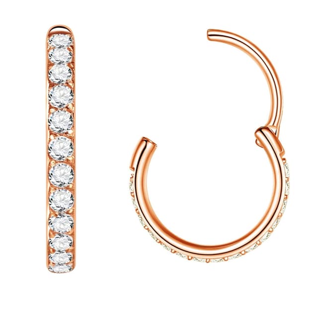 Popuhoops Nasenringe Zirkonia Nasenring Knorpel Ohrring 🌟 Klar CZ Hoop Septumring Clicker 316L Chirurgenstahl Körperpiercing Helix Ohrläppchen Daith Rook Conch Tragus Piercing Schmuck 0,8mm 1,0mm 1,2mm 1Stück 0,8 mm*7mm Roségold - Verkauf!