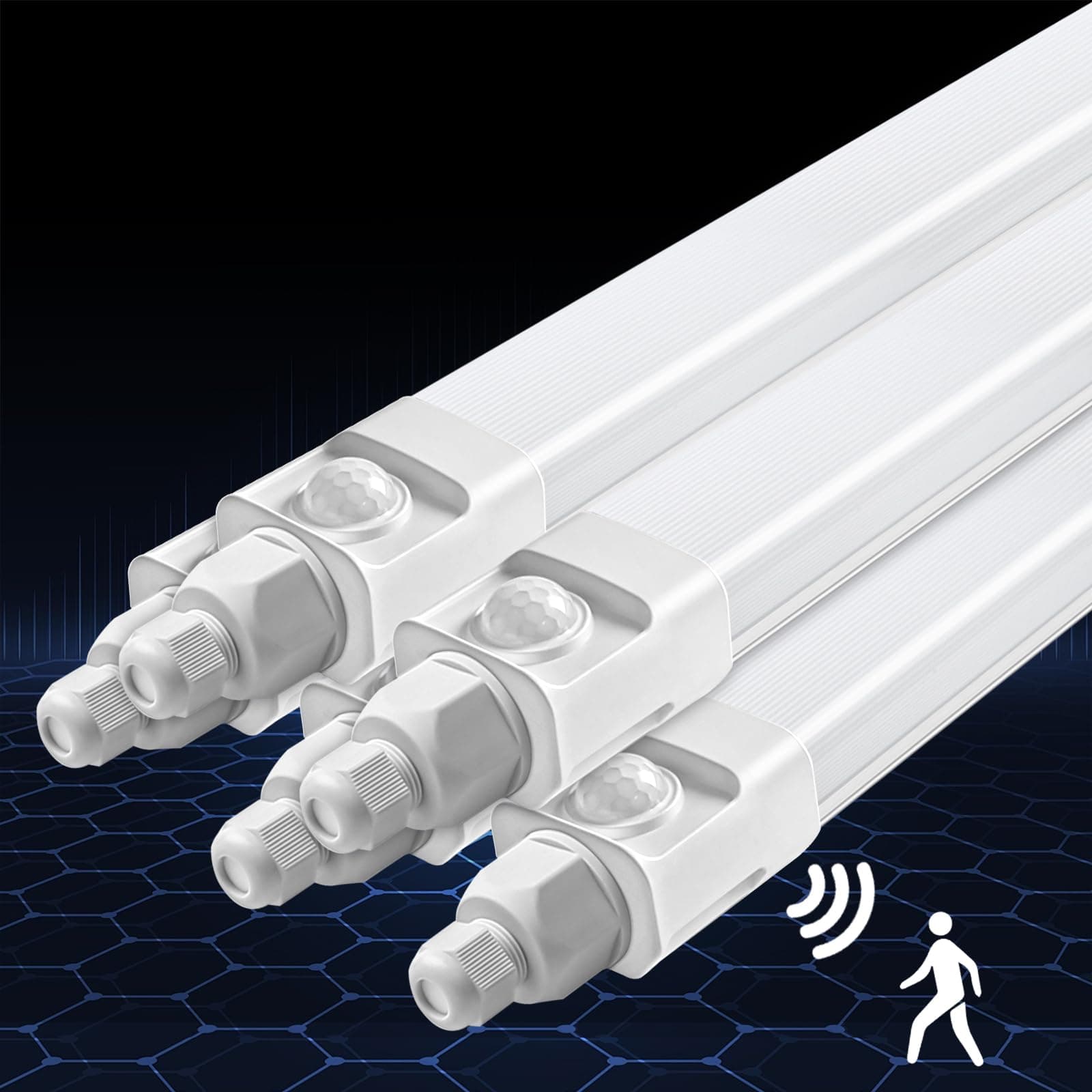 🔦 DXLIGHTING 5 Stück LED Feuchtraumleuchte 120cm mit Bewegungsmelder