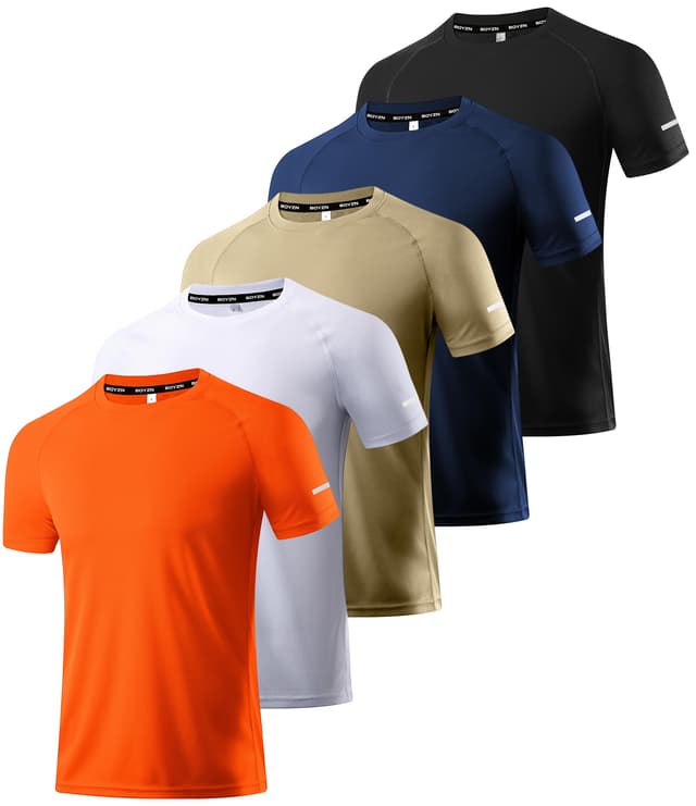 Herren Sport Tshirts 5er Pack - Sommer Fitnessshirt 😎🏋️‍♂️