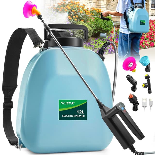 🌿🌼 SYLSTAR Drucksprüher 12 Liter | Elektrischer Pflanzensprüher 🌱🚿