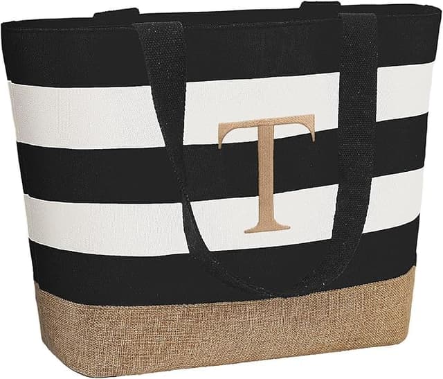 👜 TAHAVICE Personalisierte Strandtasche Damen mit Initialen - Tote Bag Damen Groß