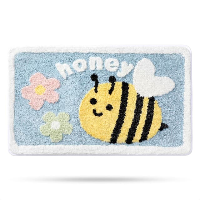 Niedlicher Badteppich Badematte für Badezimmer 🐝 Rutschhemmender Weicher Badteppich für Duschen 🚿 Niedlich Plüsch Mikrofaser Super-saugstark Plüschteppich 50x80cm
