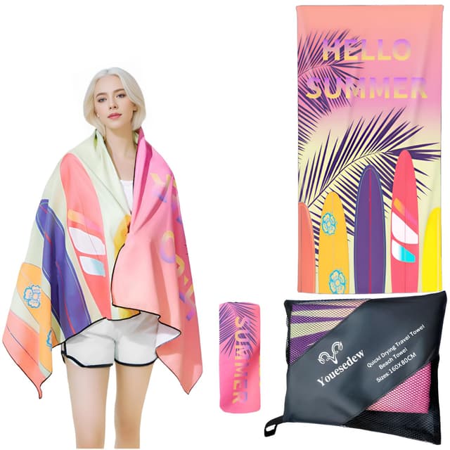 🏖️ Yuoesedew Strandtuch XXL 160x80cm - Schnell trocknend, Sandfrei und Ultraleicht 🌈