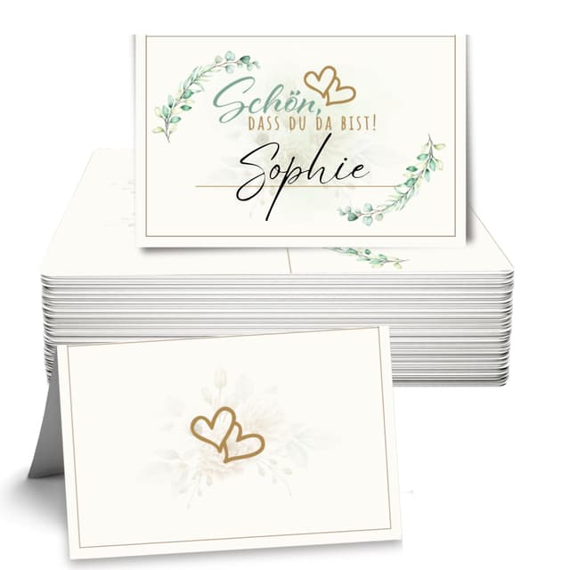 50 Stück Tischkarten Namenskarten 💕 Hochzeit Geburtstag Konfirmation Kommunion Taufe