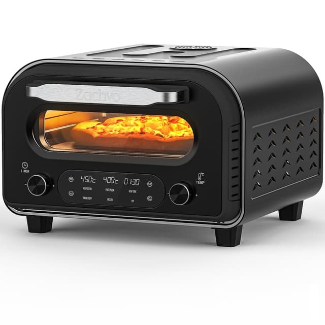 ZACHVO Elektrischer Pizzaofen - Bis zu 450℃, 5 voreingestellte Pizzaarten