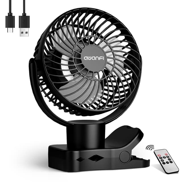 🌬️ AWANFI 10000mAh USB Ventilator Clip - Schwarz-10000mah
