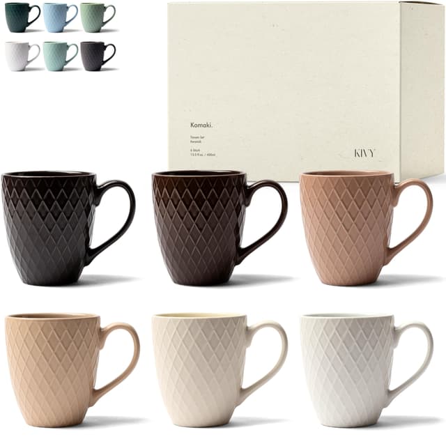 🌟 KIVY Tassen Set 6er x 400ml - Große Kaffeetassen Set 6er 🌟