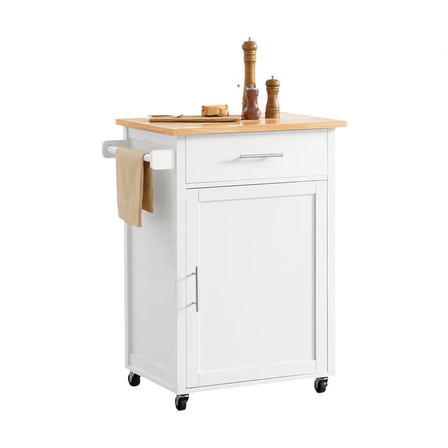 🌟 Super Deal! SoBuy Servierwagen mit Rollen 68x90x46cm weiß-Natur