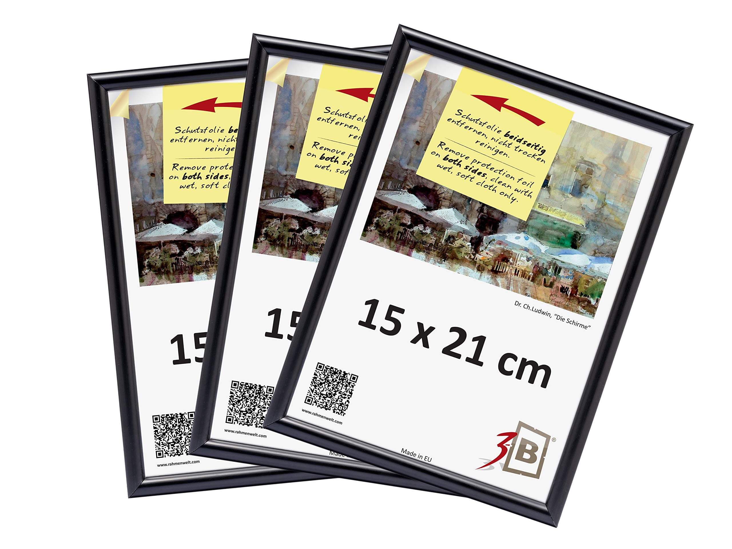 📸 3-B Bilderrahmen FOTO - 3-Pack - 15x21 cm - schwarz - Fotorahmen, Kunststoffrahmen mit Acrylglas. Sparpaket! 🖼️