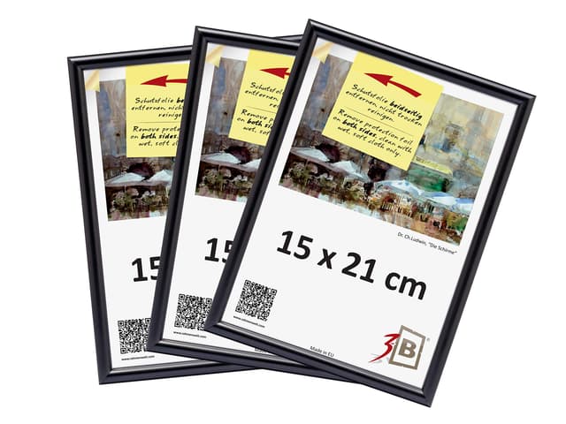 📸 3-B Bilderrahmen FOTO - 3-Pack - 15x21 cm - schwarz - Fotorahmen, Kunststoffrahmen mit Acrylglas. Sparpaket! 🖼️
