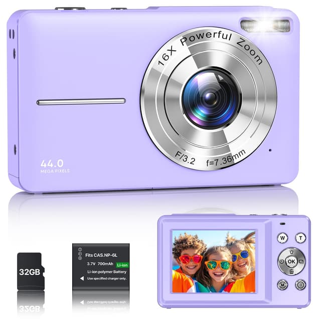 📷 Digitalkamera 1080P Fotokamera 44MP Kamera Fotoapparat Tragbare Kompaktkamera - Lila