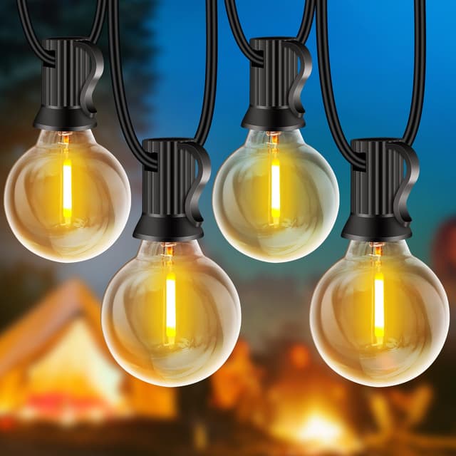LED Lichterkette Außen, 20M Lichterkette außen Strom mit G40 30+2 Glühbirnen Plastik, IP44 Wasserdicht