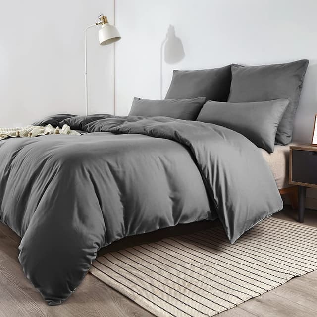 Soifox Bettwäsche 180x200 Grau aus Mikrofaser - Bügelfrei & Knitterfrei