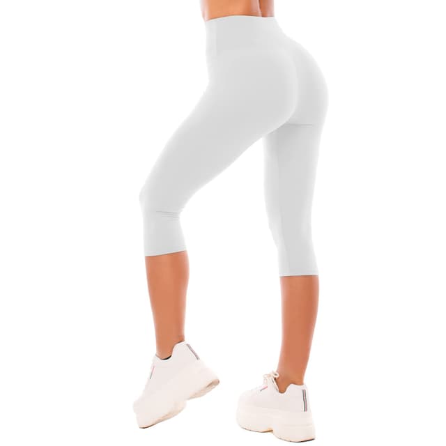 SINOPHANT Leggings Damen 3/4 High Waist Elastische Blickdicht Große Größen Leggins #1er Pack Weiß L-XL 🌟🩲