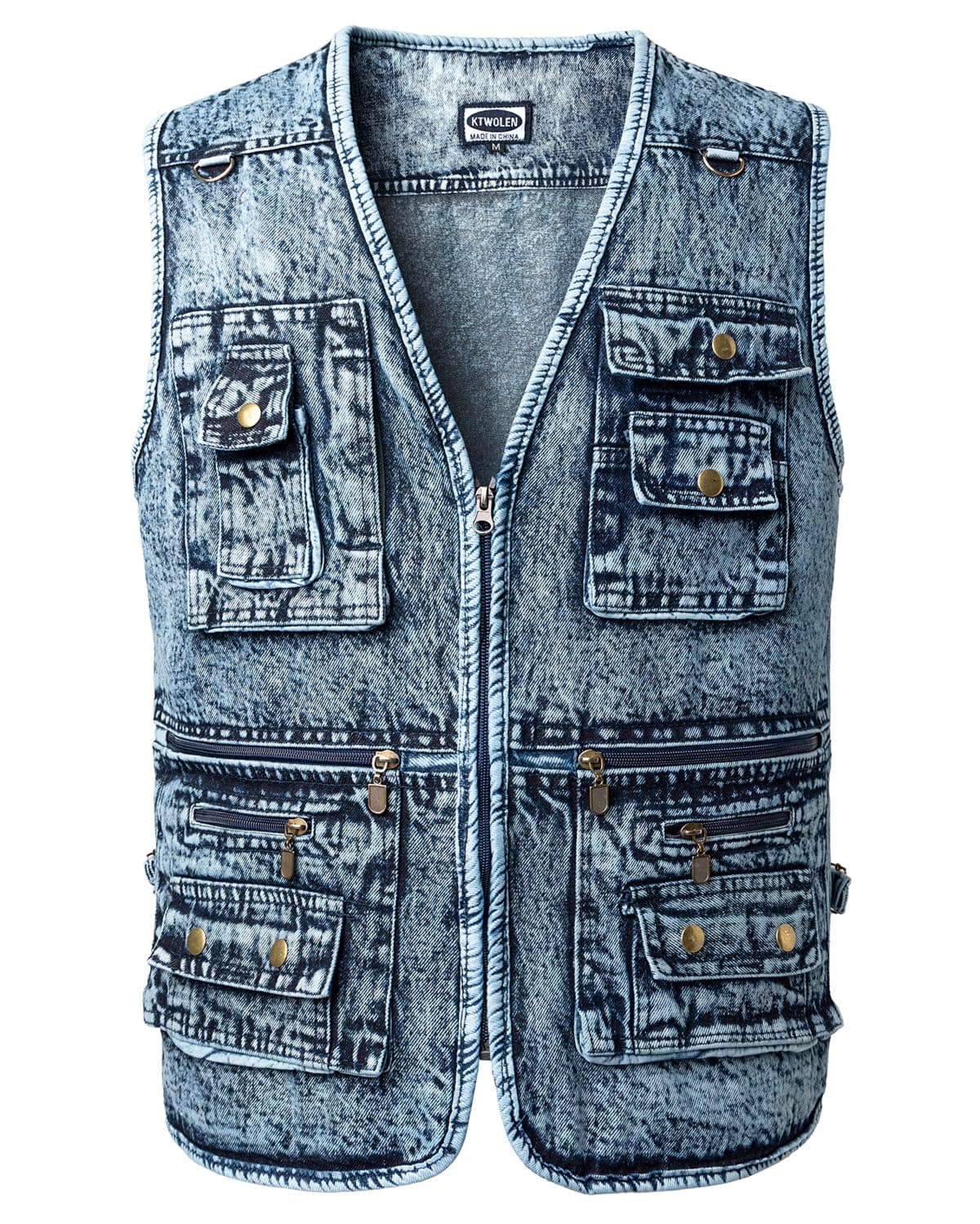 👖🔥 KTWOLEN Herren Retro Jeans Weste Motorrad Weste 🔥👖