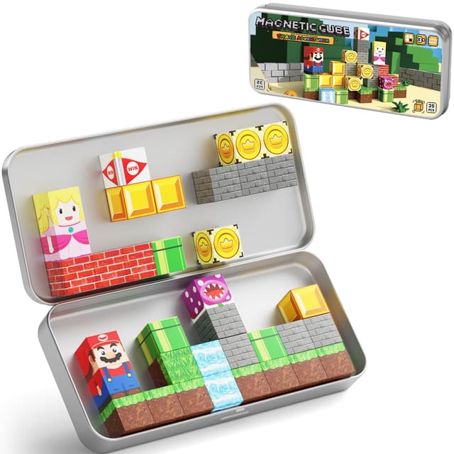 🧲🚀 STEM MATCH Magnetische Bausteine Reisespielzeug für Kinder - 35 PCS
