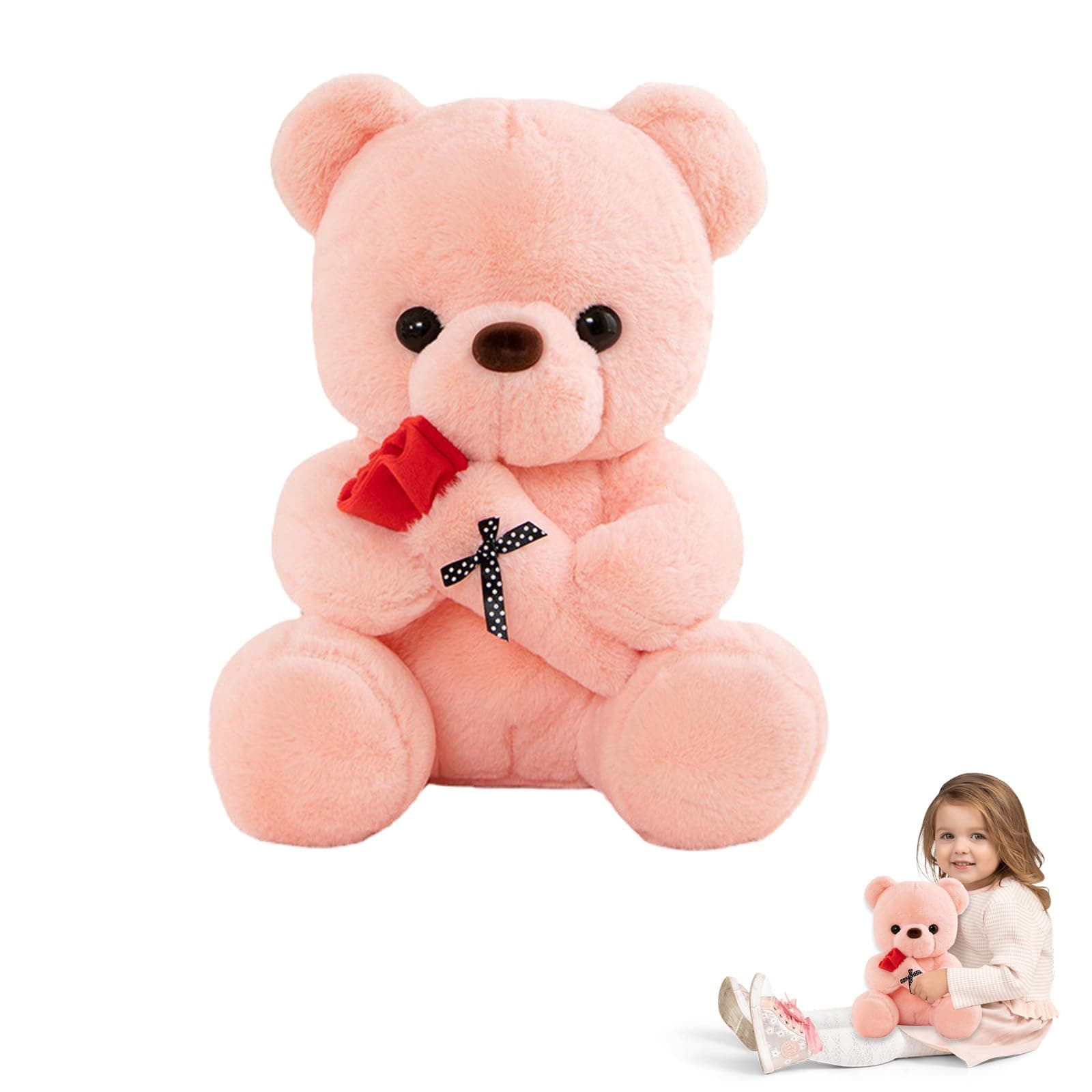 🐻🌹 Superweicher 25 CM Teddybär mit Rose - Perfektes Geschenk für Kinder und den Valentinstag