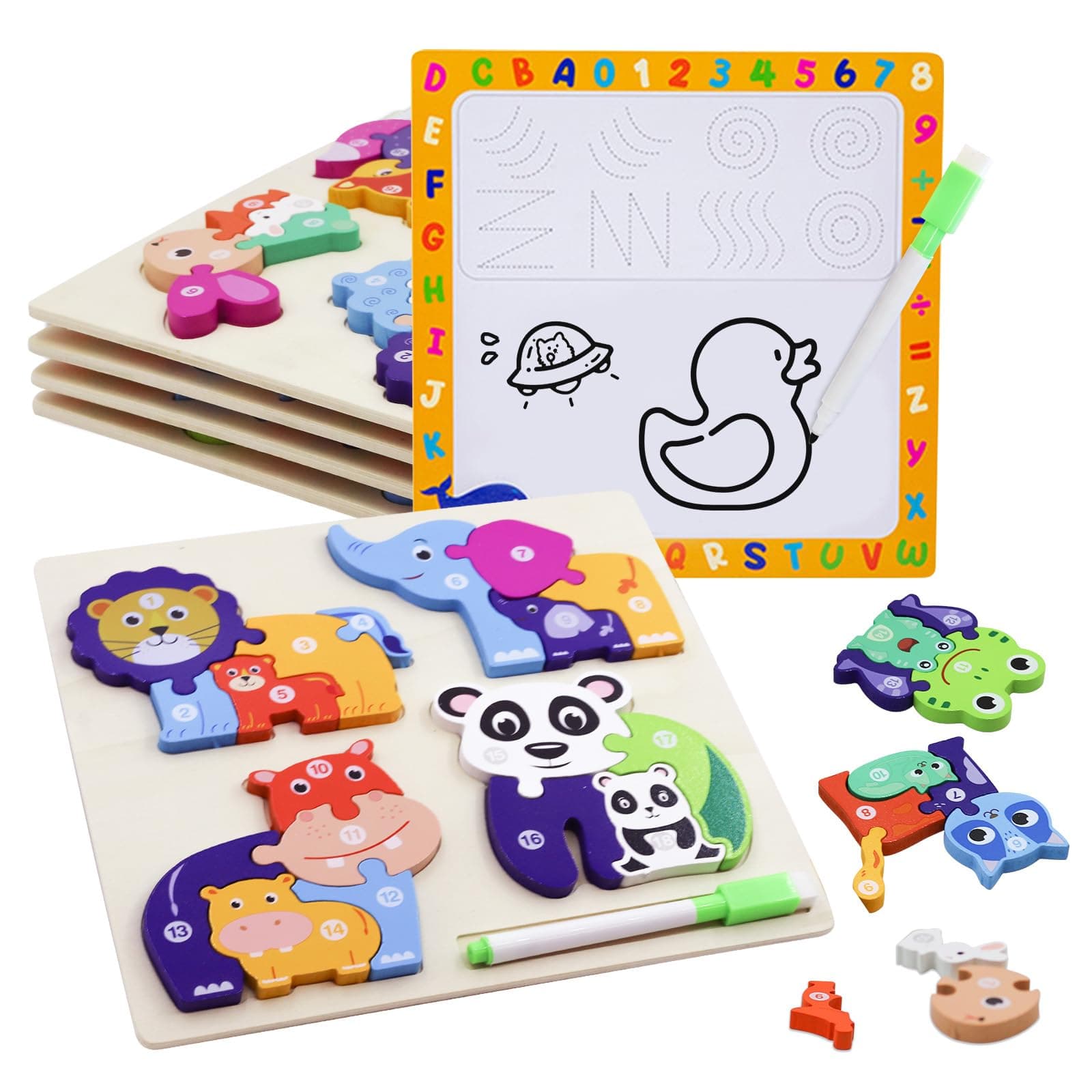 🧩 TUNJILOOL Holzpuzzle für Kleinkinder ab 1 2 3 Jahren 🎁