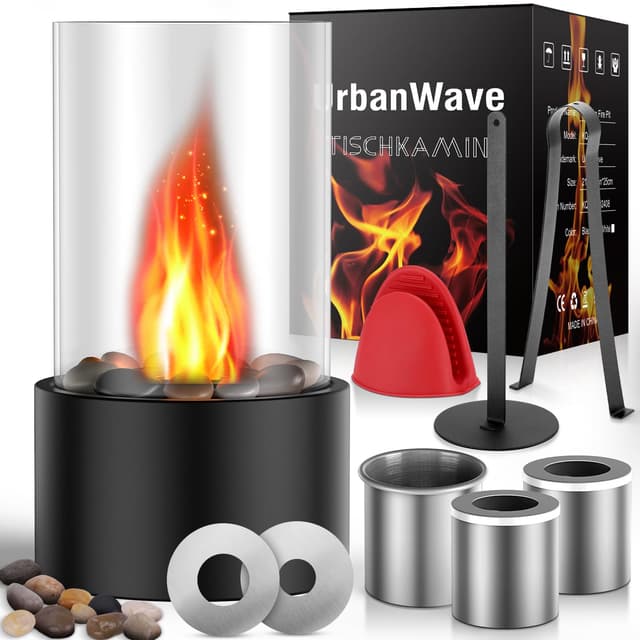 Tischkamin mit verstellbaren Flammenringen ⭐️ Bio-Ethanol Kamin für Indoor & Outdoor