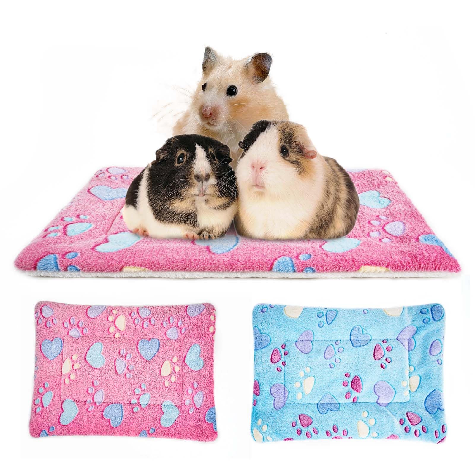 MICOOYO Kleintier-Bettmatte, Flauschiges Fleece, Kaninchenbett, Haustierunterlage, Matte für Kleintiere 🐰🐹🐿️ 2 Stück XS PINK