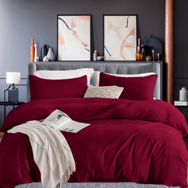 Soifox Bettwäsche 200x200 Rot - Weich und angenehm bügelfrei & knitterfrei