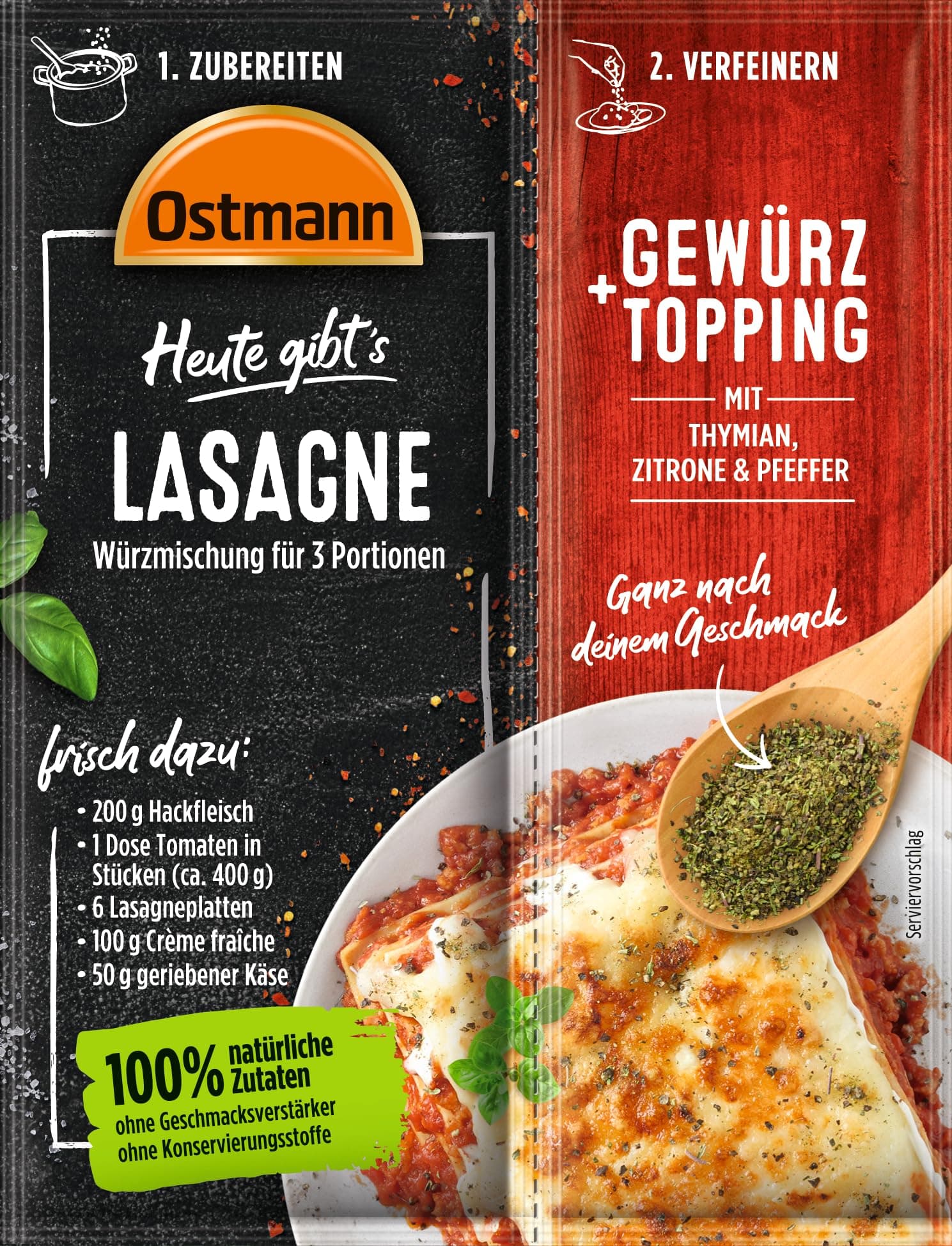 Ostmann Gewürze - Heute gibt's Lasagne 🍝🌿 | 33g Würzmischung für 3 Portionen | 100% natürliche Zutaten