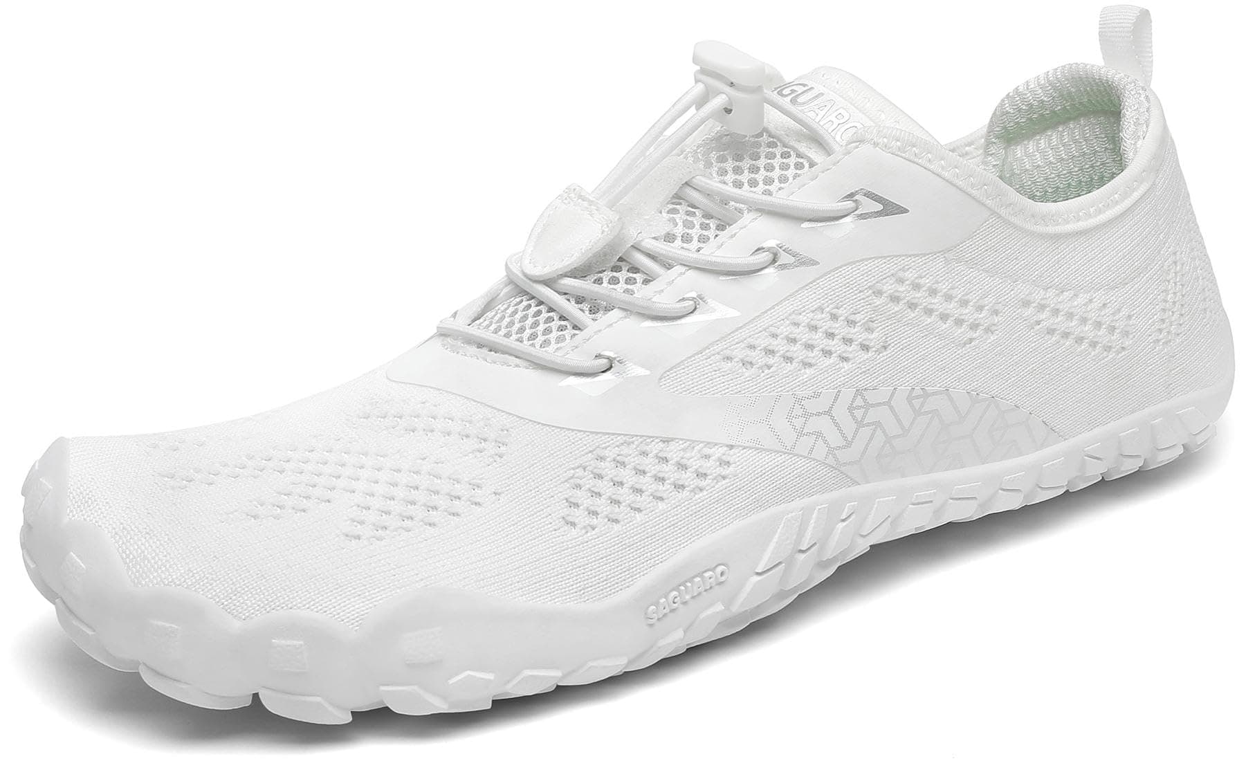 SAGUARO Unisex Barfußschuhe 🏃‍♂️ Leicht Atmungsaktiv Tragbar Traillaufschuhe Weich rutschfest Fitnessschuhe für Outdoor & Indoor 42 EU Gänseblümchen Weiß