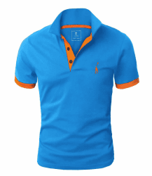 👕 GLESTORE Poloshirt Herren Männer Hemd Herren Kurzarm Shirt Sommer L Blau&orange 👕