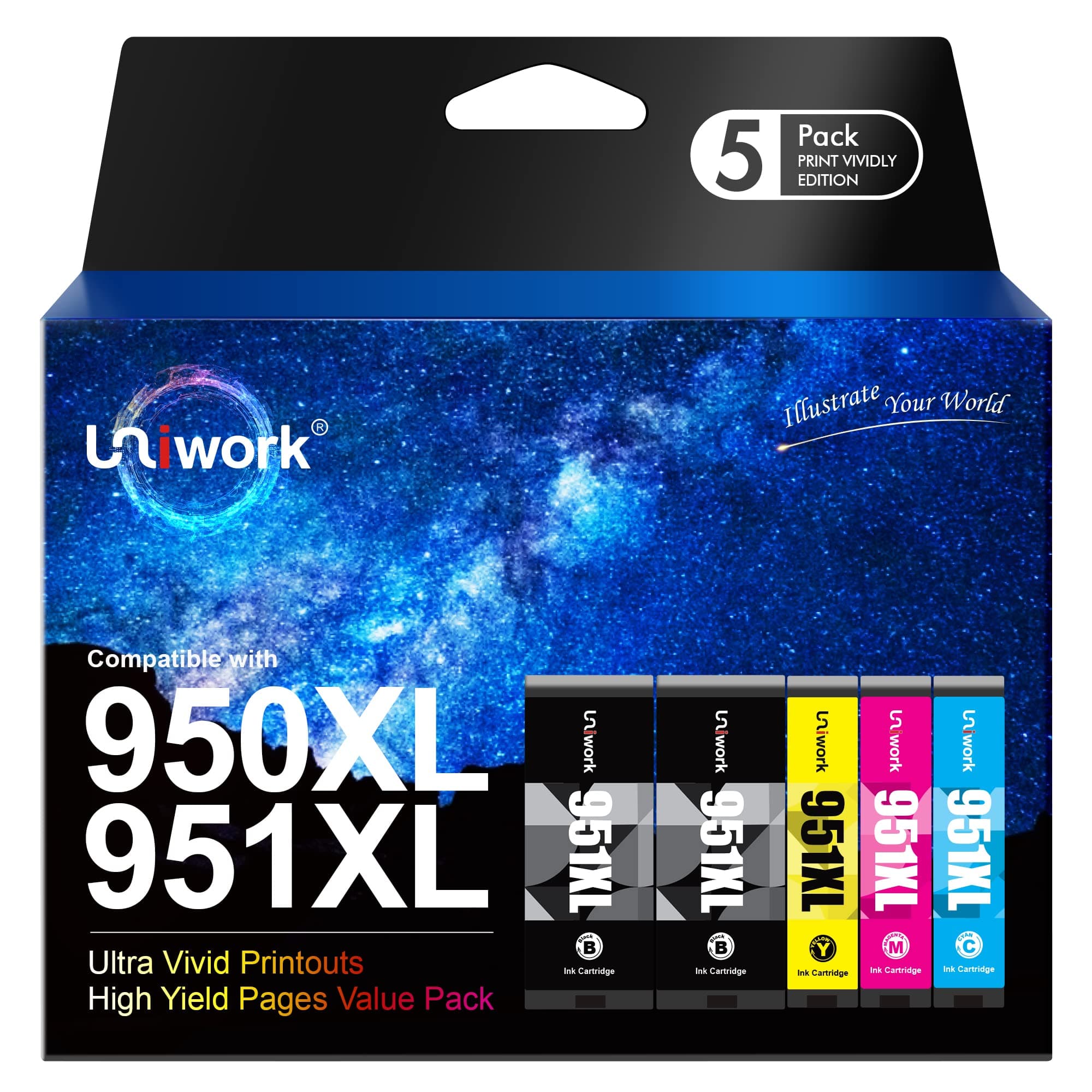 🌟 Super Angebot! Uniwork 950XL 951XL Multipack Druckerpatronen Kompatibel für HP 950 951