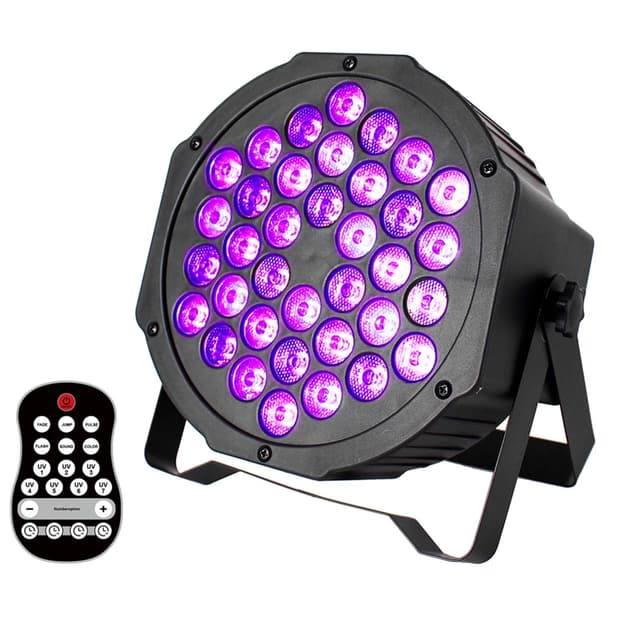 Akku Schwarzlicht für Party 🎉 Wiederaufladbar Batterie 36 LED UV Strahler Bühnenlicht DMX512 mit Fernbedienung discolicht Schwarzlichtlampe