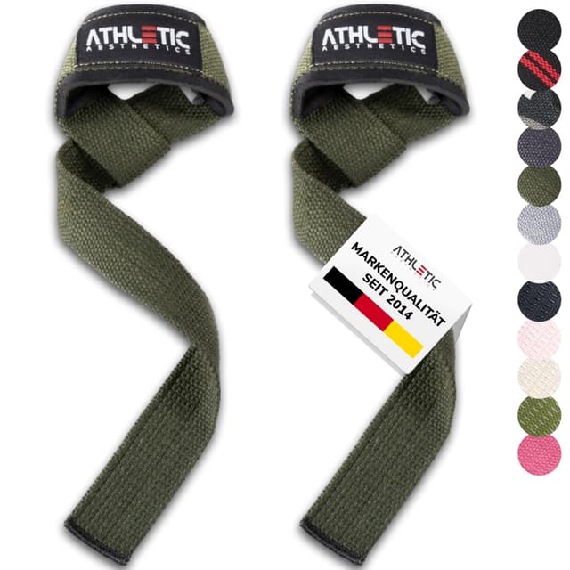 ATHLETIC AESTHETICS Zughilfen für Krafttraining und Bodybuilding (gepolstert) - Profi Lifting Straps 🏋️‍♂️