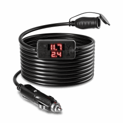 🔌 RGBer® Zigarettenanzünder 12V Verlängerungskabel mit Batteriewächter 12v - 2m mit Voltmeter