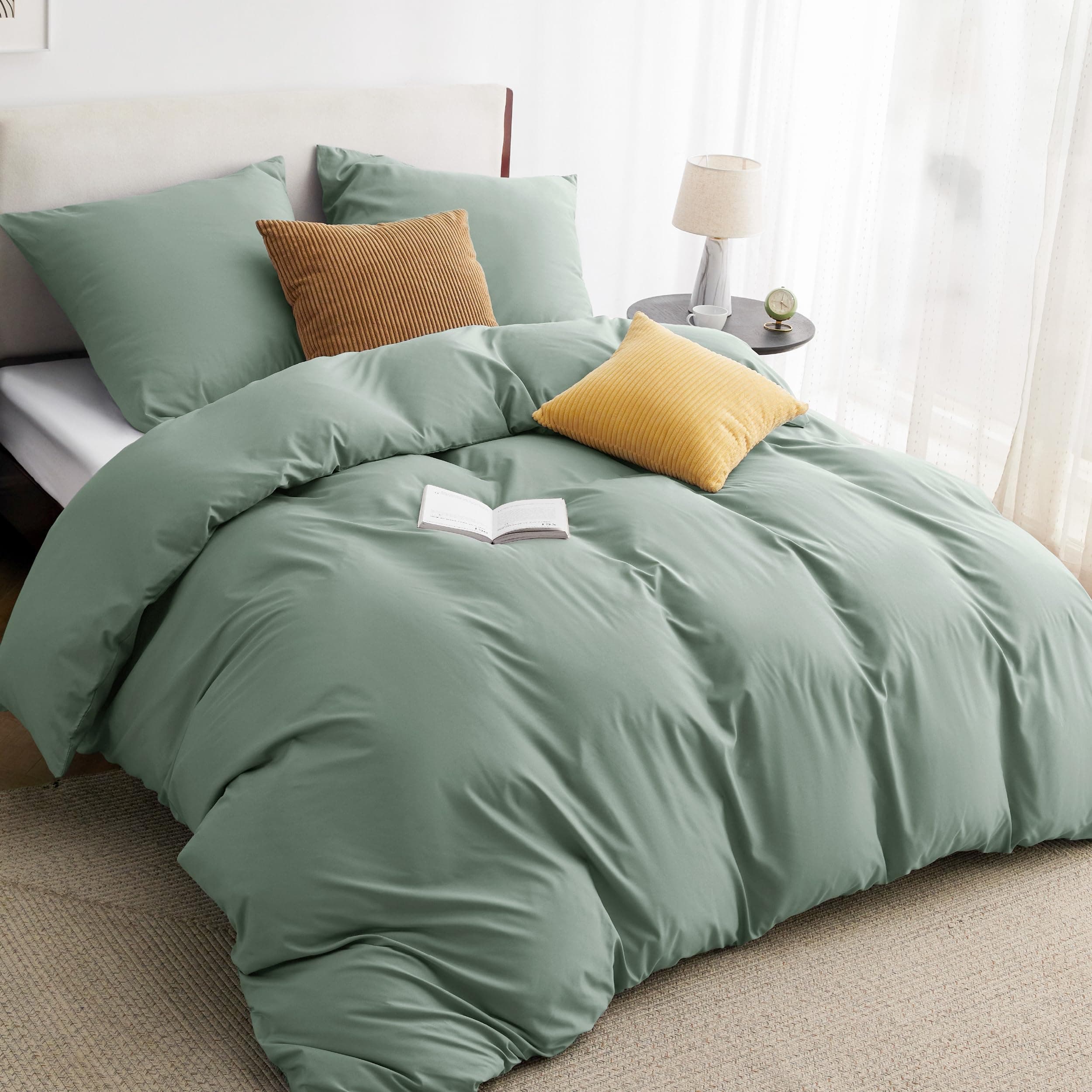 🛏️💚 BEDSURE Bettwäsche 155x220 3teilig Salbeigrün - Ultraweich und Atmungsaktiv